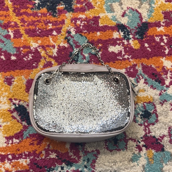 Miu Miu Handbags - Miu Miu Silver Glitter Mini Bag